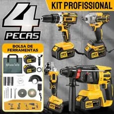 Kit de Ferramentas Elétricas Sem Fio 48V 4 em 1 Alto Desempenho com Duas Baterias e Estojo em Bolsa