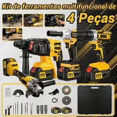 Kit Ferramentas Profissional 48V Sem Fio 4 Em 1 Com 2 Baterias Maleta Organizadora Completa Para Construção