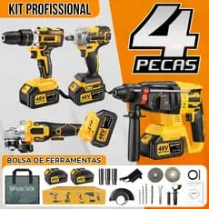 Kit 4 Peças Ferramentas Elétricas Profissional Parafusadeira Furadeira Acessórios com Bolsa