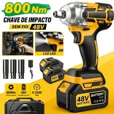 Chave de Impacto 800NM Eletrica Parafusadeira Furadeira Brushless 48V 2 Baterias kit ferramentas completo  121