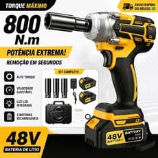 Chave de Impacto Brushless 48V Profissional com Estojo de Plástico Alta Potência para Uso Automotivo e Montagem Industr