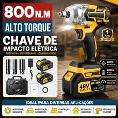 Parafusadeira de Impacto Elétrica 48V a Bateria com Caixa Plástica de Transporte, Kit Profissional Portátil de Alto
