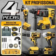 Kit Profissional de Ferramentas 48V Sem Fio com Furadeira, Parafusadeira, 2 Baterias de Lítio e Bolsa Portátil
