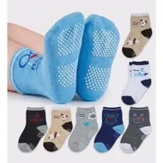 Kit Meias Infantil Com Antiderrapante  3,6,12 Pares de 2a4 e de 4a6 Anos Menino Cores Sortidas