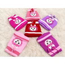 kit Touca Inverno Infantil Bebês  Meninas  Cores Sortidas Tamanho de 0 a 2 anos