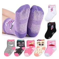 Kit Meias Infantil Com Antiderrapante 3,6,12 Pares  2a4 Anos de 4a6 Anos meninas Cores Sortidas