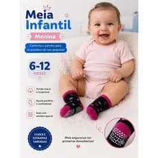 KIT Meias Infantil BeBês MENINAS Com antiderrapante SUPER Macias 6 a 12 MESES  3/6/12 PARES