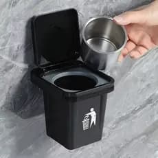 Lixeira pequena de Parede Compacta com Adesivo Sem Furo Mini Lixeira Multiuso para Banheiro, Cozinha e Escritório