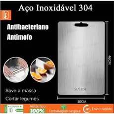 Tábua de Corte Inox 304 Belifou 46cm – Aço Inoxidável Antibacteriana, Anti Mofo e Resistente para Cozinha