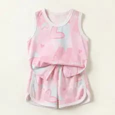 Conjunto Esportivo Infantil de Verão em Malha Respirável, Colete e Shorts Casuais Confortáveis para Meninos e Meninas