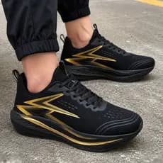 Tênis esportivos masculinos, sola grossa, amortecedores, respiráveis, malha fly-knit, para corrida casual, modernos e ve
