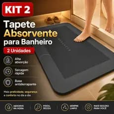 Tapete Mágico de Banheiro Super Absorvente Antiderrapante Secagem Rápida 40x60cm