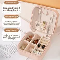 🚗Best Seller🚗 Caixa de Joias Minimalista de Couro com Tampa, Organizador para Brincos, Colares e Acessórios