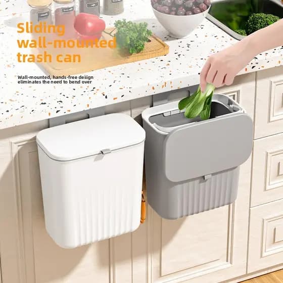 🌈Mais Vendido🌈Lixeira de parede para cozinha, banheiro e lavabo. Lixeira de grande capacidade com tampa basculante