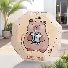 【Dobrável e Portátil】Guarda-Chuva Estudante Capivara Sol e Chuva/Proteção UV/Capivara Guarda-Sol