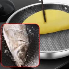 [Material Durável] Panela Antiaderente De Aço Inoxidável Frigideira/Não Gruda/Ovos/Bife