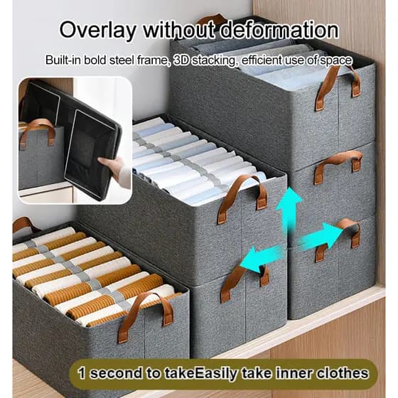 【Prática e Funcional】[Compacta e Eficiente] Caixa Organizadora para Roupas/Organização/Guarda-Roupa