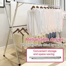 【Dobrável e Resistente】Varal de secar roupa resistente com tubos de aço grossos e pés antiderrapantes