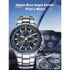 【Design Exclusivo】[Solar-Powered Movement] JS Blue Angel Pilot Watch/Relógio de Piloto/Relógio de Luxo