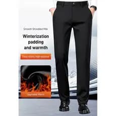 【Quentes e Elegantes】Calças Retas Bordadas Com Tigre Calças Masculinas De Negócios Forro De Lã/Inverno