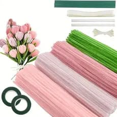Conjunto de ferramentas artesanais de 400 peças, incluindo 4 cores de ferramentas de limpeza floral e arame macio para c