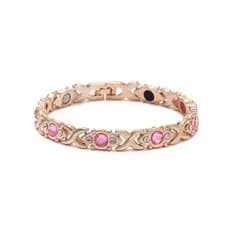 Pulseira magnética energética, liga ecológica com diamantes, pulseira ajustável para senhoras.