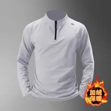 Camiseta esportiva de Fitness de manga comprida masculina estiramento meio zíper americano correndo outono inverno fino
