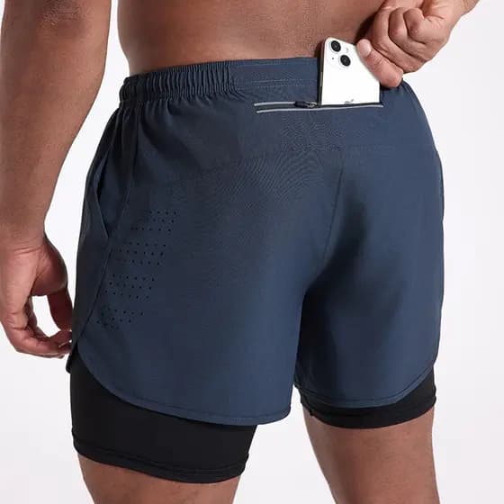 Novo estilo Shorts de corrida forro esportes de secagem rápida respirável Anti-exposição correndo Fitness Casual calças