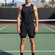 Shorts de corrida masculino esportes dupla camada forro de secagem rápida verão gelo seda treinamento maratona Fitness e
