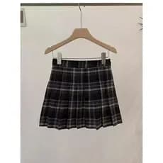 Retro xadrez saia de lã feminina inverno engrossado Anti-reflexo saia plissada cintura alta saia xadrez A linha saia