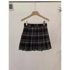 Retro xadrez saia de lã feminina inverno engrossado Anti-reflexo saia plissada cintura alta saia xadrez A linha saia