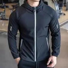 Esportes correndo jaqueta de Fitness das mulheres dos homens mesmo estilo primavera verão secagem rápida com capuz Casua