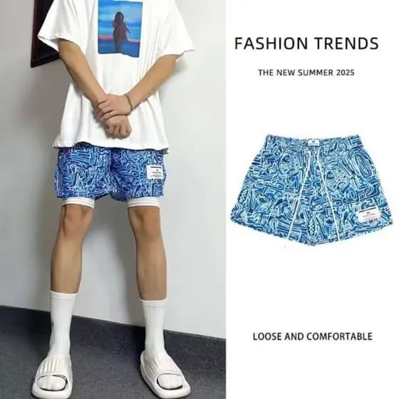 Novo americano Graffiti Retro Shorts verão joelho-lazer secagem rápida respirável quarto calças de basquete Street Wear