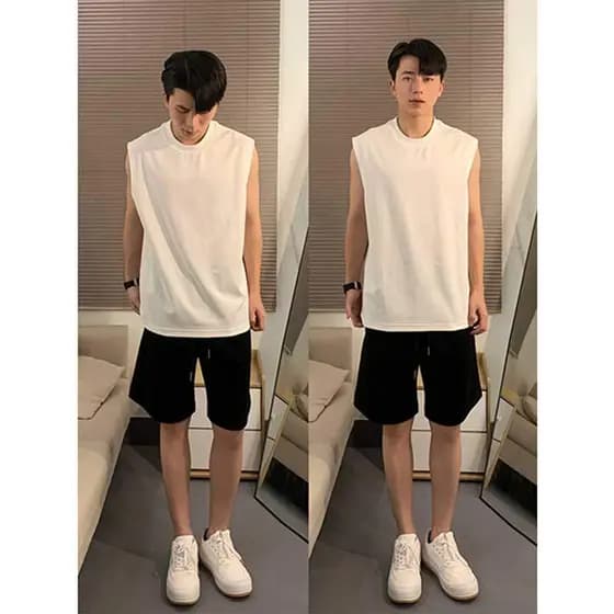 2026 preto colete de ombro largo masculino verão mostrar músculos sem mangas colete camiseta americano pequeno decote mo