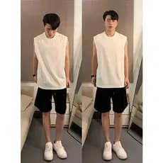2026 preto colete de ombro largo masculino verão mostrar músculos sem mangas colete camiseta americano pequeno decote mo