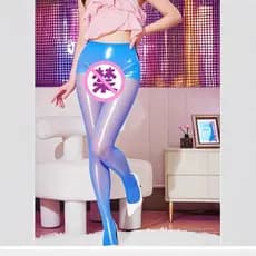 Azul aurora meias sem costura virilha meias femininas roxo aurora meias tudo-em-um tubo longo oleoso seda preta feminino