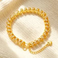 Pulseira feminina de imitação de ouro com incrustações de diamantes, estilo fio de telefone, luxuosa pulseira vietnamita