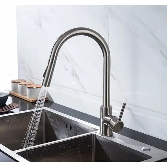 Torneira de cozinha retrátil popular para água quente e fria, para pia, lavatório e lava-louças, com rotação universal e