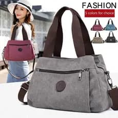 Bolsa de Ombro de Lona em Cor Pura para Mulheres, Bolsa Casual Hobo, Bolsa Mensageiro Transversal, Bolsa Tote com Múltip