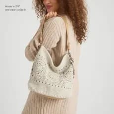 Bolsa Hobo Sak Sequoia - Bolsa Grande Feminina Feita à Mão em Crochê para Uso Diário e Viagens - Bolsa Durável com Bolso