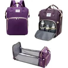 Mochila para Fraldas com Estação de Troca, Almofada, Bolsa de Enfermagem, Bolsa para Garrafas - Impermeável, Grande Capa