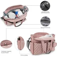 Bolsa de Fraldas Grande Multifuncional para Mães com Estação de Troca, Bolsa de Viagem para Fraldas para Mulheres
