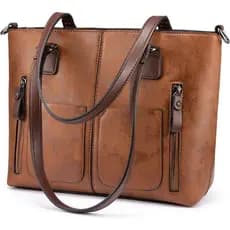 Bolsa Tote LOVEVOOK para Mulheres, Bolsa de Ombro Grande Retro, Bolsa de Trabalho em Couro com Múltiplos Bolsos, Present