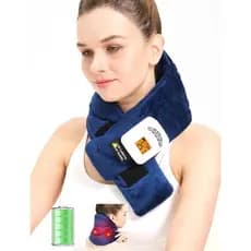CAMECO Almofada Térmica e Massageadora de Pescoço Sem Fio 2 em 1, 104 ℉ -140 ℉   Envolvimento Térmico para Massagem no P