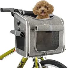 Cesto para Bicicleta, Mochila Transportadora Expansível com Laterais Macias, 4 Portas Abertas e 4 Janelas de Malha para