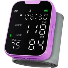 Monitor de Pulso Portátil com Tela LED para Uso Doméstico, Memória para Dois Usuários e Braçadeira Ajustável, Roxo