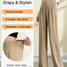 [Estilo Versátil] Pantalones De Pierna Ancha Para Mujer Femeninos Y Sofisticados/Pantalones/Alta Cintura/Conforto