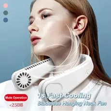 【Uso Confortável】⭐BEST SALES⭐ Ventilador de Pescoço Sem Lâmina Recarregável USB/Silicone/Portátil