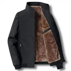 [Quente e Confortável] Mens Fleece Jacket Stand Collar Winter Thick Casual Coat Jaqueta Masculina/Forrada/Quente