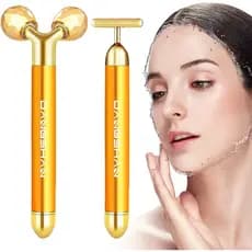 DANGSHAN Massageador Facial Elétrico 2 em 1, Massageador Facial 24 em 1, Kit de Massageador Facial com Rolo 3D e Rolo em